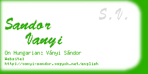 sandor vanyi business card
