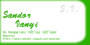 sandor vanyi business card
